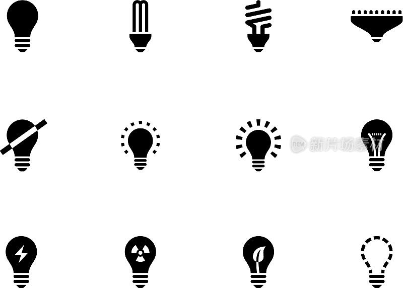 Light bulb and CFL lamp icons